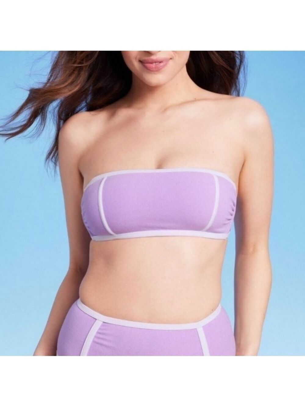 Kona Sol Purple Terry Bikini Set Top Size D/DD Bottom Medium - New With Tags